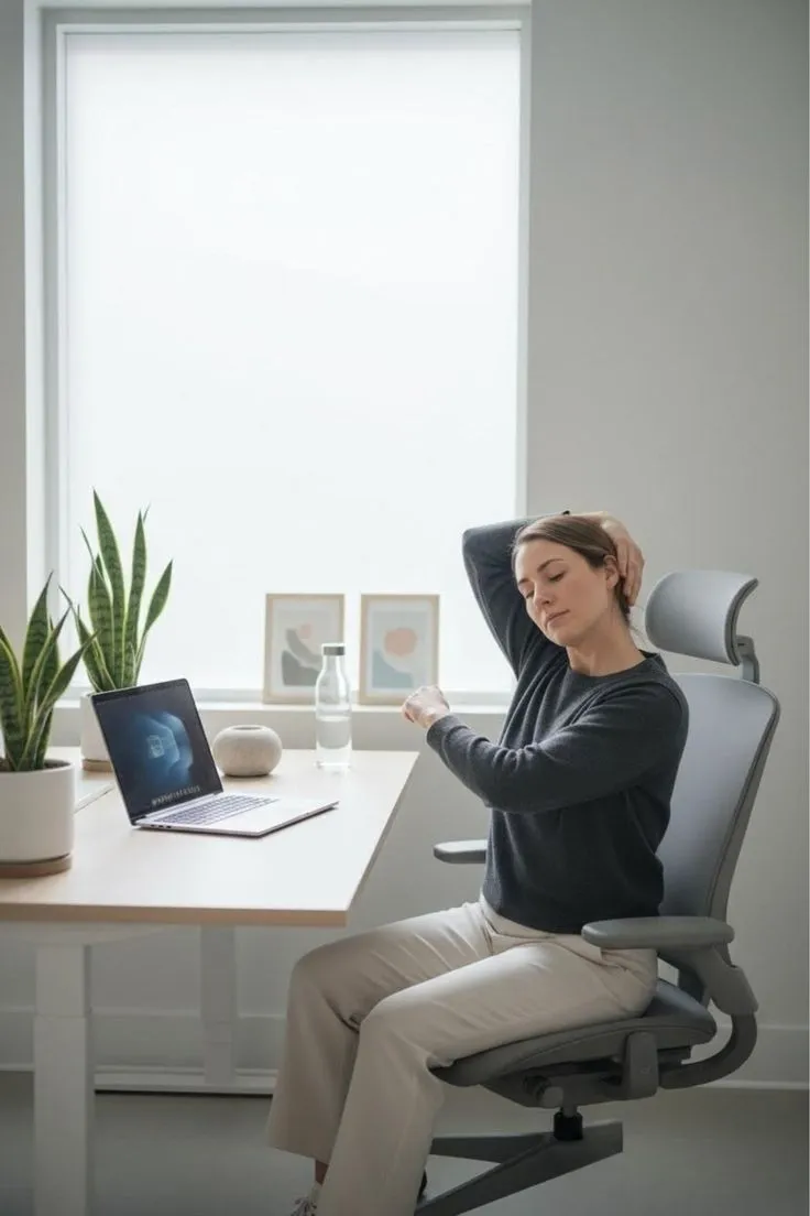Desk stretch routine in office environment